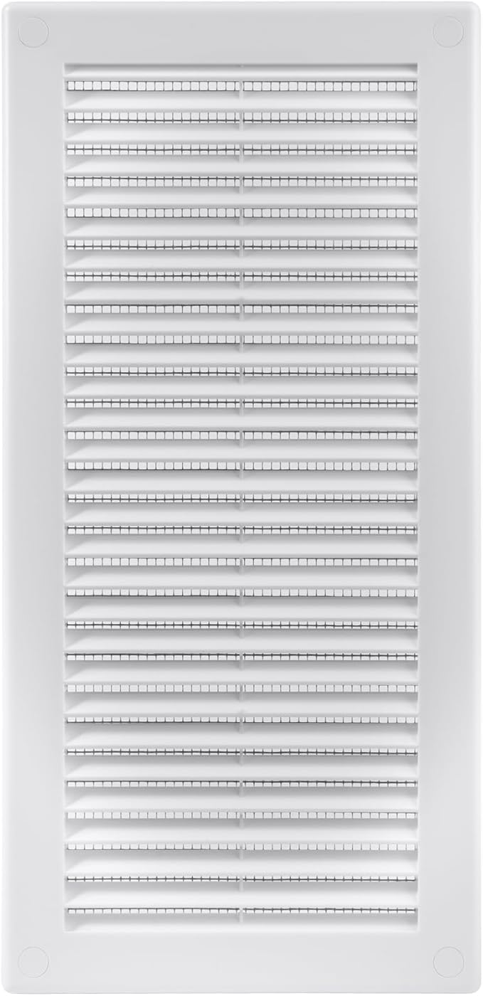 Vent Systems 4" x 11" (Opening Dimensions) White Plastic Soffit Vent Cover - Durable Flat Rectangular Air Vent Grille with Mesh Screen - Weather Ventilation Grill Wall & Ceiling Indoor & Outdoor