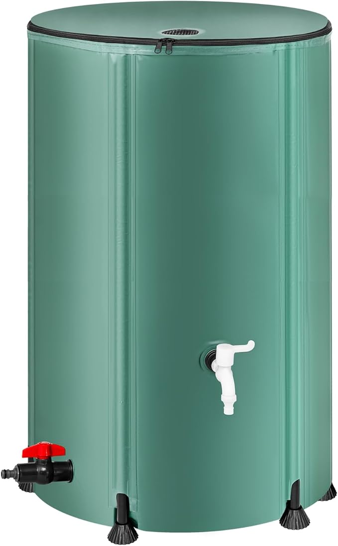 Collapsible Rain Barrel Water Storage Containers-100 Gallon Portable Rainwater Collect System Water Tank to Collect Rainwater from Gutter Downspout Water Catcher with Spigots,Filter＆Overflow Kits