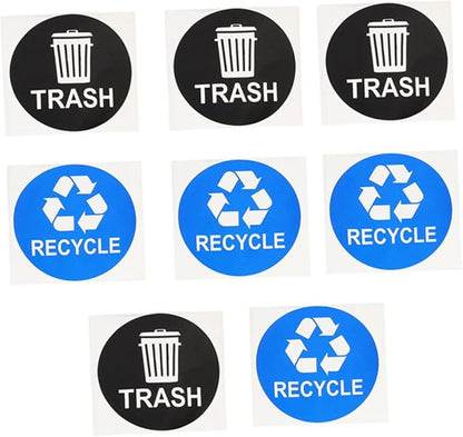 NUOBESTY 8pcs Recycle Sticker for Trash Can Waste Sorting Decals PVC Material for Kitchen Garbage Can