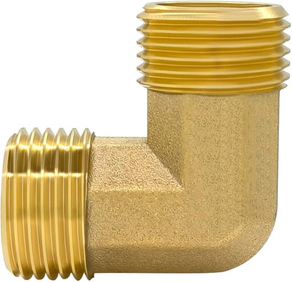 Hooshing 2PCS Brass Pipe Fitting 90 Degree Elbow 3/4 Inch NPT Male x 3/4 Inch NPT Male L Shape Right Angle
