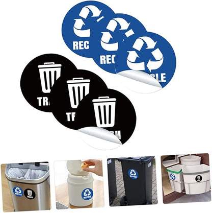 TEHAUX Self-Adhesive Garbage Sorting Stickers Waste Bin Decals for Recycling Identification Material Eco-Friendly Labels for Home Office Use
