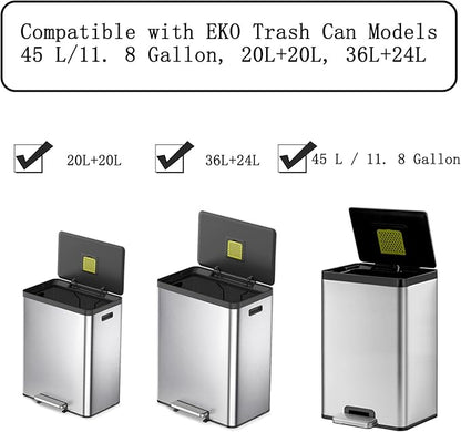 8 Pack Activated Carbon Filters Fits EKO Trash Can with Built-in Compartment 11.8 Gallon, 20L+20L, 36L+24L, Also Fits SIMPLI-Magic Garbage Bins Gallons, Refill for Trash Can and Compost Bin