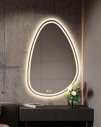 JSLJDM 500 X800 mm Illuminated Backlit LED Bathroom Mirror, Wall Mounted Multifunction Bathroom Vanity Mirror with Lights and Demister Pad, Energy-Saving Illuminated Smart Mirror