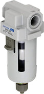 PneumaticPlus SAF300-N03B Compressed Air Particulate Filter 3/8" NPT, 10 Micron, Poly Bowl, Manual Drain, Bracket