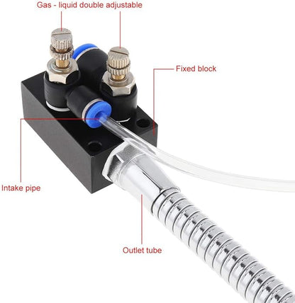 YWY Mist Coolant Lubrication Spray System with Check Valve and Stainless Steel Flexible Pipe for Metal Cutting Engraving Cooling Machine/Air Pipe CNC Lathe Milling Drill