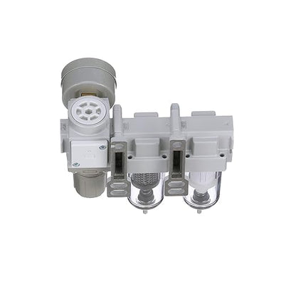 PneumaticPlus SAU230-N02G Three Stage Air Drying System, 1/4" NPT - Particulate Air Filter, Coalescing Filter, Air Pressure Regulator Combo - Poly Bowl, Manual Drain, Bracket, Gauge