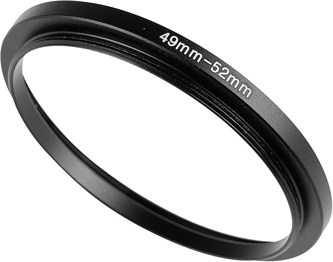 49-52mm Metal Step-Up Ring Adapter Compatible with Mirrorless Cameras DSLR Lens, UV CPL ND Filter Thread Converter, Black