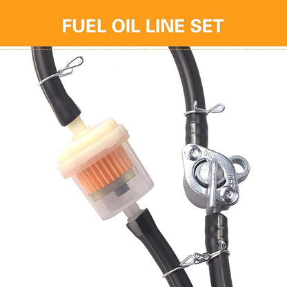 Car Fuel Filter Kit, 39.3" Hose and 3 Filter and Petcock Valve with Mounting Clamps, Plug and Play Fuel System Maintenance Set, Universal Modification for ATV Motorcycle Beach Bike (Black)