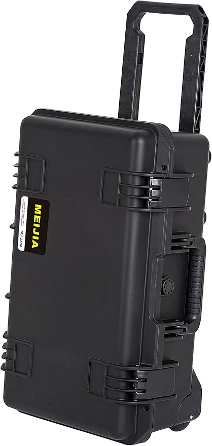 MEIJIA Premium Waterproof Hard Compact Rolling Camera Case with customizable fit foam and wheels,Full Protection with Light&Convenient Design,21.7"x14.1"x8.8",Elegant Black