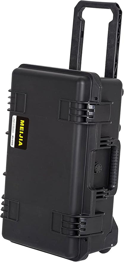 MEIJIA Premium Waterproof Hard Compact Rolling Camera Case with customizable fit foam and wheels,Full Protection with Light&Convenient Design,21.7"x14.1"x8.8",Elegant Black