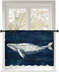 Sheer Curtains 45 Inch Length, Summer Whale Semi Sheer Curtains Light Filtering Window Treatment, Ocean Watercolor Wooden Grain Blue Privacy Voile Drapes for Living Room Bedroom 52x45 Inch