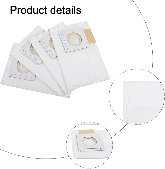 5-Layer Electrostatic Fleece 197903-8 Filter Bags With Rubber Seal For 36V 18V X2 Backpack Vacuum XCV05 XCV09 XCV10 Dust Collection 4-Pack ﻿(4 PACK)