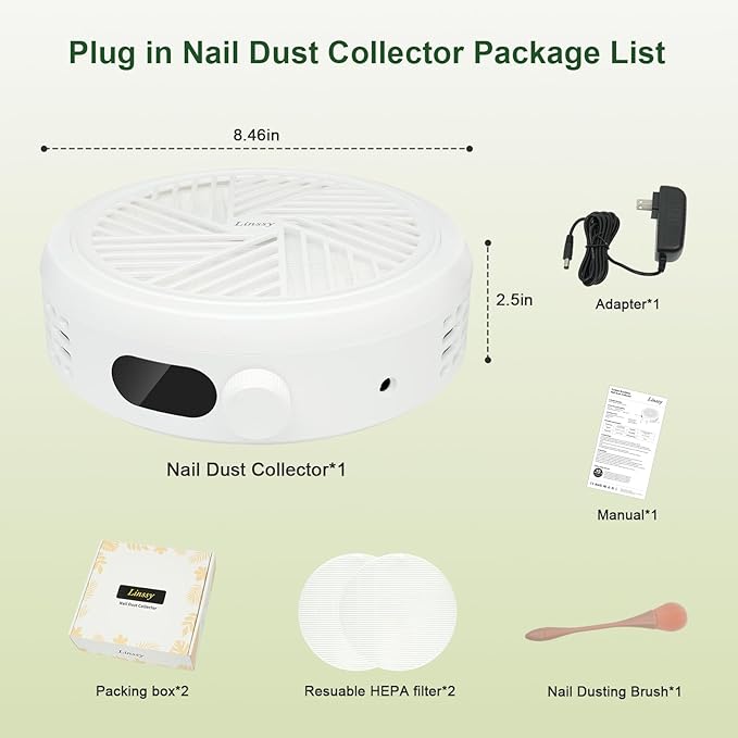 Nail Dust Collector,Compact & Quiet Manicure Vacuum with 2 Filters & Dust Brush for Acrylic Nail Filing,Polishing & Nail Dust Removal,Ideal for Home Salon & Mobile Nail Techs