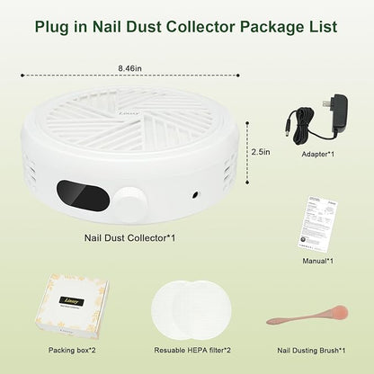 Nail Dust Collector,Compact & Quiet Manicure Vacuum with 2 Filters & Dust Brush for Acrylic Nail Filing,Polishing & Nail Dust Removal,Ideal for Home Salon & Mobile Nail Techs