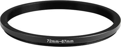 72-67mm Metal Step-Up/Down Ring Adapter Compatible with Mirrorless Cameras DSLR Lens, UV CPL ND Filter Thread Converter, Black