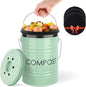 Vipush Compost Bin Kitchen Countertop Composter with lid – Small Compost ContainerI Includes Inner Compost Bucket Liner & Charcoal Filter, Green