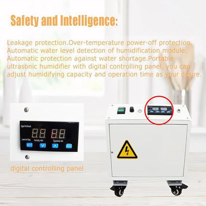 Industrial Ultrasonic Humidifier Cooler Sprayer 3kg/h Portable Continuous Cool Mist Maker Humidifier Commercial with Humidistat and Remote Sensor for Greenhouse Large Room