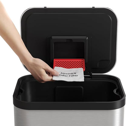 iTouchless Official AbsorbX 3-Pack Trash Can Odor Filter All Natural Activated Charcoal Absorber Stops Garbage Smells Air Freshener Compost Bin Deodorizer for 8 Gal & Bigger Trashcans with Compartment