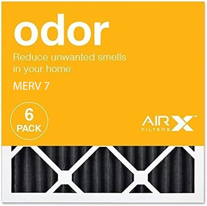 AIRx ODOR 16x16x1 MERV 7 Carbon Pleated Air Filter - Made in the USA - Box of 6