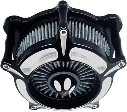 Air Filter Intake Motorcycle Turbine Cleaner Kit Cnc Cut Chrome for Harley Touring Street Glide 2008 - 2016 Softail 2016 - 2017 Fitment - C (Gray)