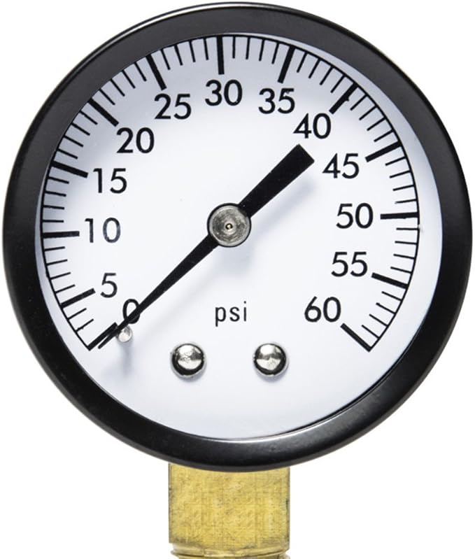 Aquatix Pro Pool Filter Pressure Gauge - Premium Spa/Pool/Aquarium Water Pressure Gauge, 2" Dial, 0-60 Psi, Bottom Mount 1/4", Compatible with Most Brands Such as Hayward, Pentair & Jandy