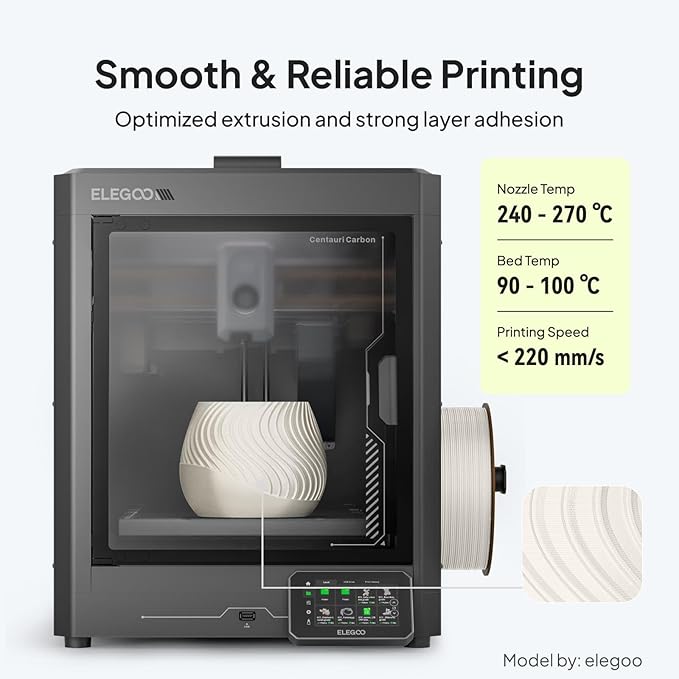 ELEGOO ASA Filament 1.75mm Gray 1KG, UV & Weather Resistant 3D Printer Filament for Outdoor Functional Parts, High Impact Strength Engineering Grad 1kg Spool (2.2lbs) Fit for FDM Printers