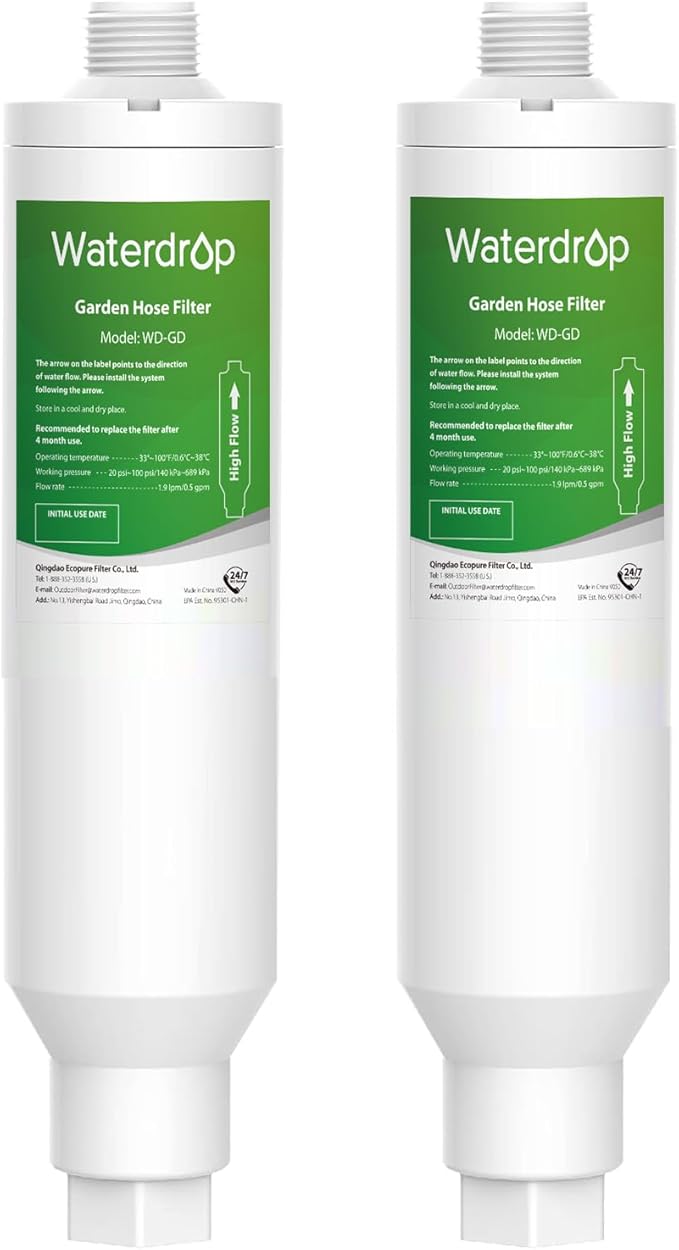 Waterdrop Garden Hose Water Filter, Reduces Chlorine, Odor, Improve Plants Health. Ideal for Gardening, Farming and Pets, Pack of 2.