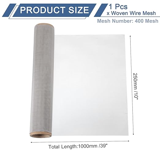 uxcell 400 Mesh 39" x 10" Woven Wire Mesh, 316 Stainless Steel Air Vent Filter Screen, Window Screen Mesh for DIY Projects Vents Cover Filtration Animals Fence