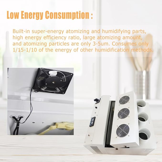 Ultrasonic Humidifier 24kg/h Portable Continuous Cool Mist Maker Humidifier Commercial Industrial Humidifier with Humidistat and Remote Sensor for Greenhouse Large Room Three Mist Outlet