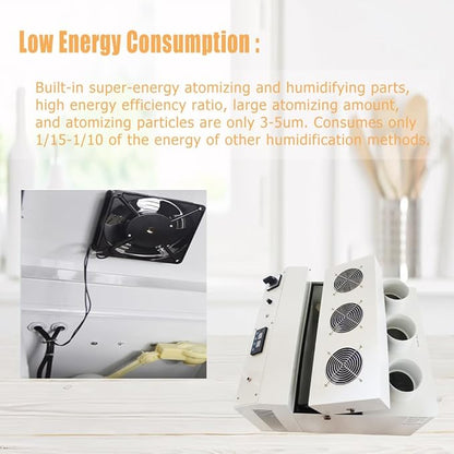 Ultrasonic Humidifier 24kg/h Portable Continuous Cool Mist Maker Humidifier Commercial Industrial Humidifier with Humidistat and Remote Sensor for Greenhouse Large Room Three Mist Outlet