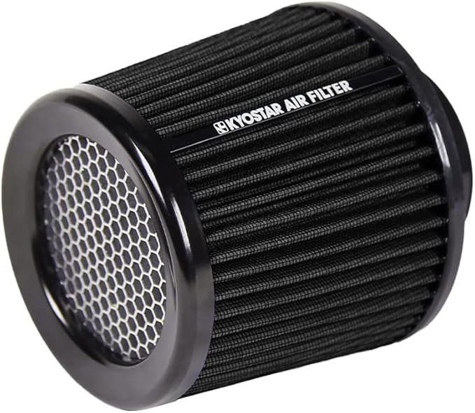 KYOSTAR Universal 3" (76mm) High-Flow Air Filter, Reusable Cone Cold Air Intake, High Performance, Washable, Clamp-On Car High Flow Dry Air Kit, Flange Diameter: 3 Inch, Filter Height: 6.4 Inch, Black