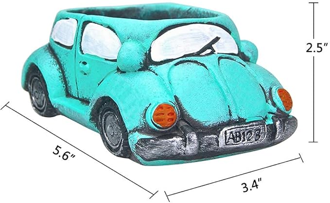 Cute Light-Blue Car Succulent Planter Pot, Flower Pots Succulent Plants Containers for Home Classroom Indoor Outdoor Plant Decoration