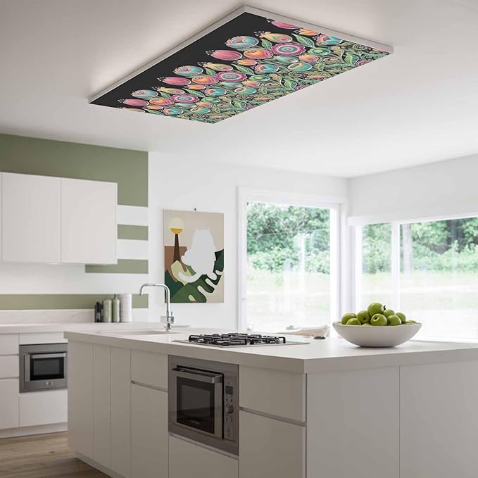 Fluorescent Light Covers for Ceiling Lights Colorful Flowers Magnetic Light Filters 1 Pack 4x2 ft Abstract Lines Floral Ceiling Lights Cover for Classroom Office School Home Drop Lamp Decor