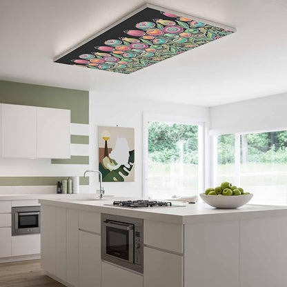 Fluorescent Light Covers for Ceiling Lights Colorful Flowers Magnetic Light Filters 2 Pack 4x2 ft Abstract Lines Floral Ceiling Lights Cover for Classroom Office School Home Drop Lamp Decor