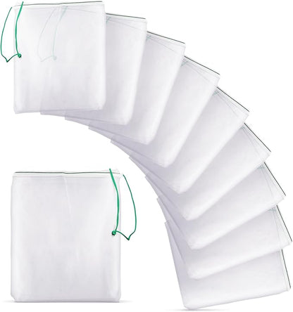 SunGrow Catappa Leaf Filter Bags, 10 Mesh Bags for Carbon Media, Durable Drawstring Bio Media Bags for Fish Tank Filters, Aquarium Fine Nylon Bags for Activated Carbon, Biosphere, or Ceramic Rings