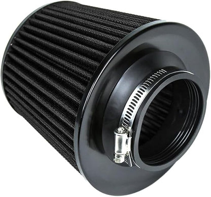 KYOSTAR Universal 3.5" (89mm) High-Flow Air Filter, Reusable Cone Cold Air Intake, High Performance Washable Clamp-On Car High Flow Air Kit, Flange Diameter: 3.5 Inch, Filter Height: 6.1 Inch, Black