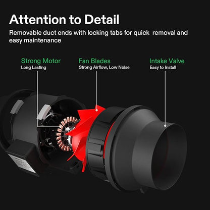 VIVOSUN Grow Tent Ventilation System, 6 Inch Inline Duct Fan with Speed Controller, 6'' Carbon Filter, and 16ft. Ducting Combo, Air Cooling and Filtration Kit for Grow Tent, Hydroponics