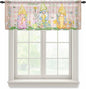 Happy Easter Sheer Valances for Windows 42"x12", Light Filtering Kitchen Curtains Valance, Spring Gnomes Duck Floral Eggs Pink Plaid Rod Pocket Chiffon Curtains for Living Room Bedroom Cafe