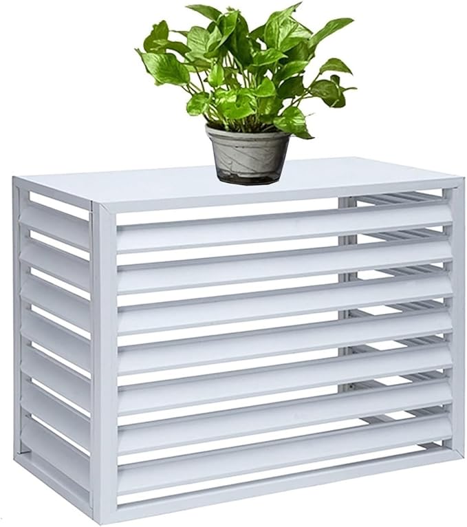 Aluminum Air Conditioner Cover, Privacy Fence Screen, Outdoor Condenser Protective Cover, Freestanding Louvered Space Divider, Trash Can Enclosure & Flower Stand, Suitable for Outdoor