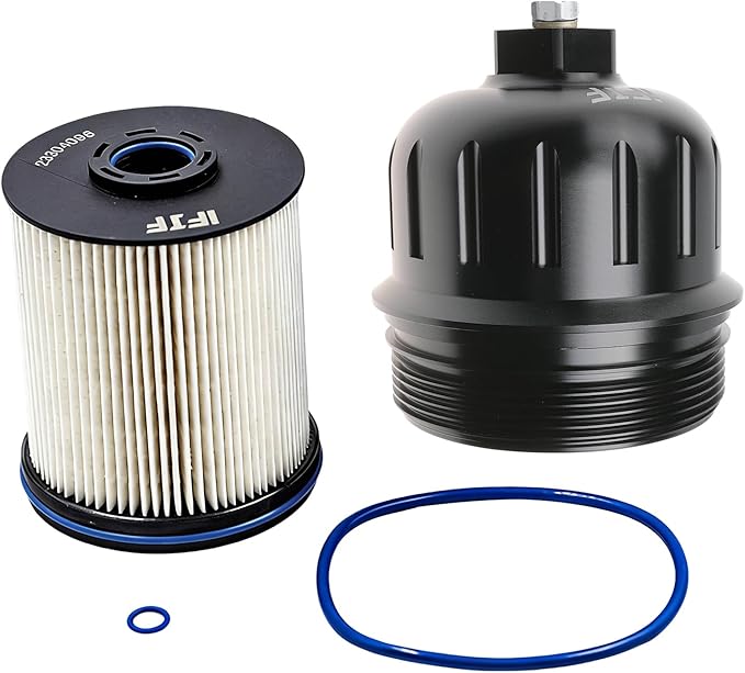 iFJF TP1015 Fuel Filter and 134001 Housing Cap Replacement for Duramax 6.6L 2017-2024 Chevy Silverado/GMC Sierra 2500HD 3500HD L5P Diesel Engine(Black Cap)