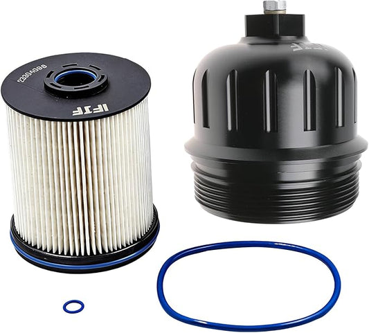 iFJF TP1015 Fuel Filter and 134001 Housing Cap Replacement for Duramax 6.6L 2017-2024 Chevy Silverado/GMC Sierra 2500HD 3500HD L5P Diesel Engine(Black Cap)