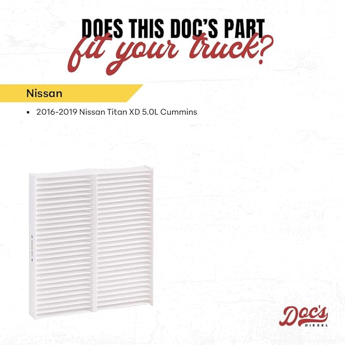Doc's Diesel Cabin Air Filter D3696 | Compatible with Nissan Titan XD 5.0L Cummins 2016-2019 | Replaces 27277VX01A