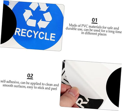 8pcs Garbage Can Stickers Waste Sorting Decals Recycling Bin Sticker Kitchen Trashcan Decals PVC Material