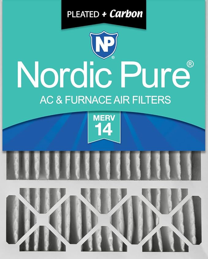 Nordic Pure 20x25x5 (Actual Size: 19 7/8 x 24 7/8 x 4 3/8) Honeywell Replacement Air Filters MERV 14 Plus Carbon 1 Pack