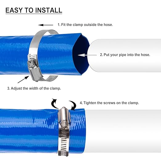 OCGIG 2" x 100 FT Pool Backwash Hose, Heavy-Duty Lay Flat Discharge PVC Hose, Weatherproof Burst Resistant for Water Pool Drain, Swimming Pool Filter Pump, Water Transfer, with 2 Clamps