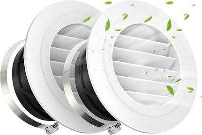Soffit Vents 6 Inch, Round Exhaust Air Vent Cover with Built-in Fly Screen for Bathroom Kithchen Office Home, White 2P