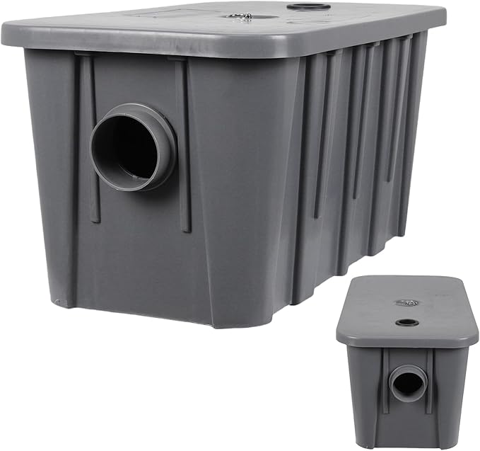 Generic Commercial Grease Interceptor Trap with Removable Filter Basket Interceptor Oil-water Separator Prevents Clogs and Odors for Restaurant Canteen Home Kitchen