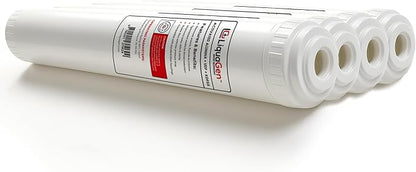 LiquaGen Activated Alumina + Carbon + KDF-55 Replacement Water Filter Cartridge – Helps Manage Fluoride, Chlorine & Taste, Refillable 2.5" x 10", 2.5" x 20", 4.5" x 10", 4.5" x 20" (4, 2.5" x 20")