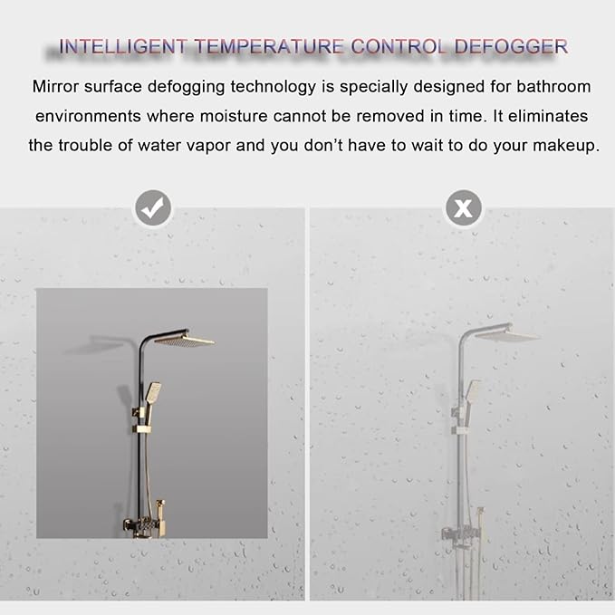 Bathroom Mirror with LED Lights，Smart Illuminated LED Bathroom Mirror，Energy-Saving LED Smart Mirrors，LED Mirror for Bathroom，with Demister Pad and Smart Touch Switch(H70*W90cm/H27.6*W35.4IN)