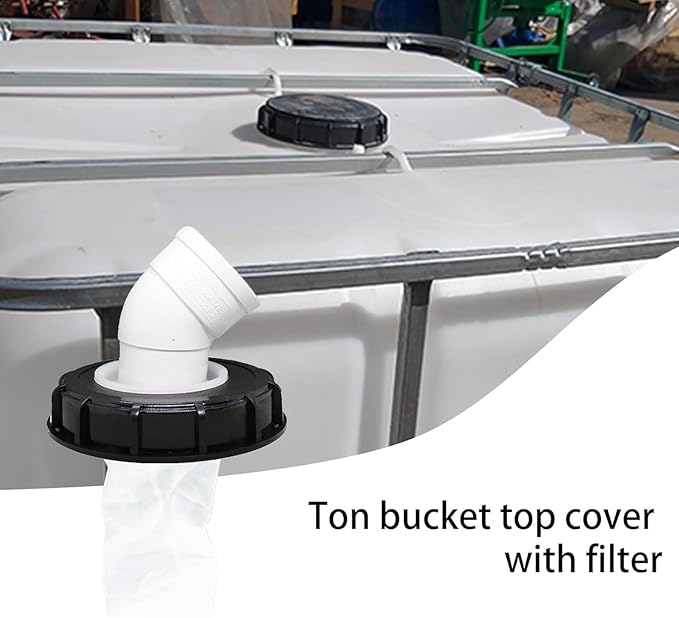 IBC Lid Filter 165 mm 45° Ton Barrel Cover with Nylon Washable IBC Tank Lid Filter for mounting on IBC Container Rainwater Tank IBC 1000 Liters DN150